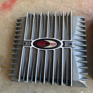 Car amplifier, subwoofer and additional amp.
